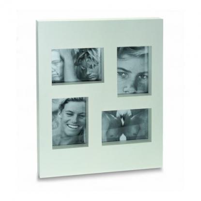 Fotorámeček na 4 fotky, dřevěný, bílý lak
